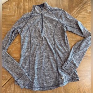 Old Navy Active Heathered Gray Quarter-Zip Pullover semi fitted